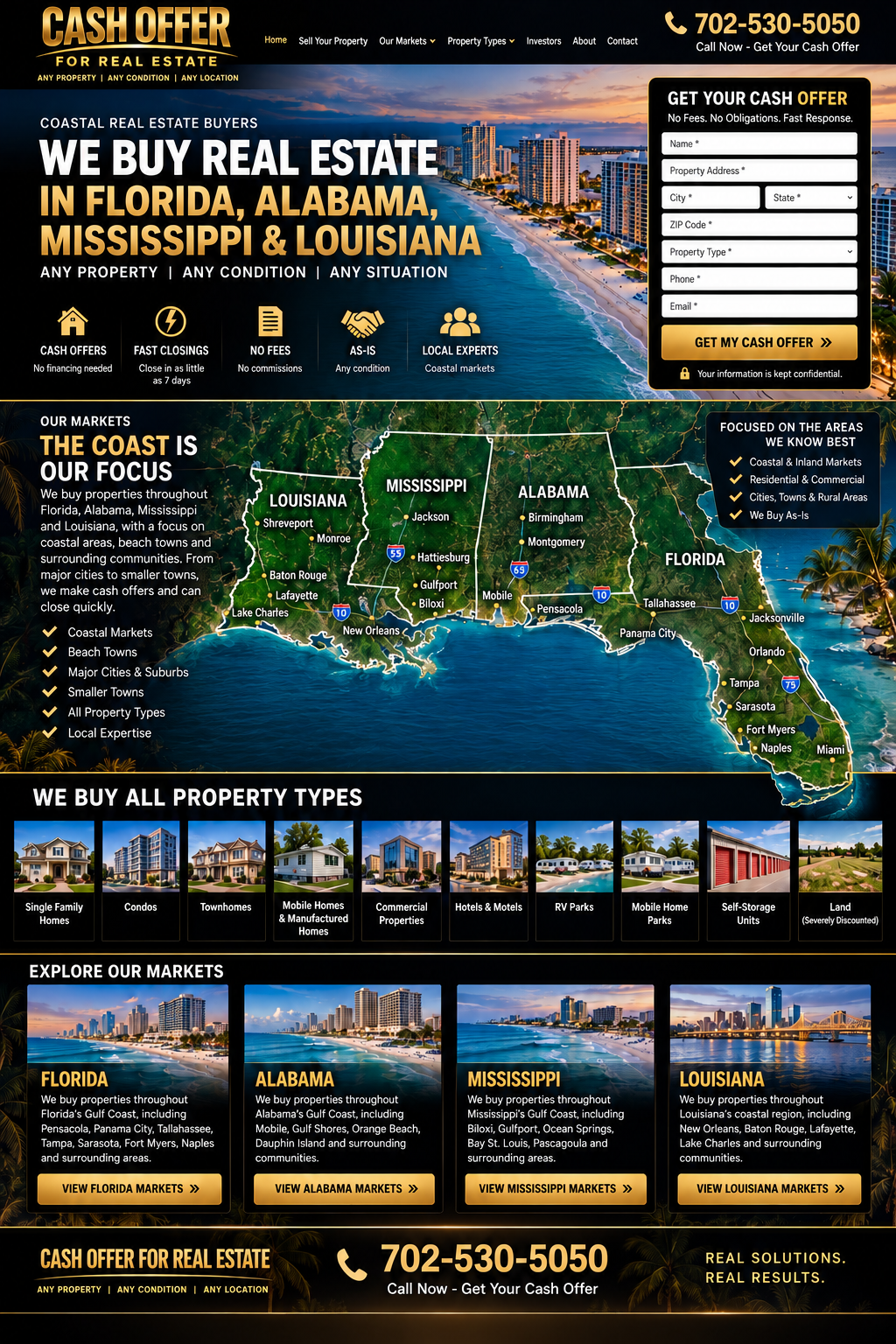 Cash Offer For Real Estate Gulf Coast real estate buyers serving Florida Alabama Mississippi and Louisiana